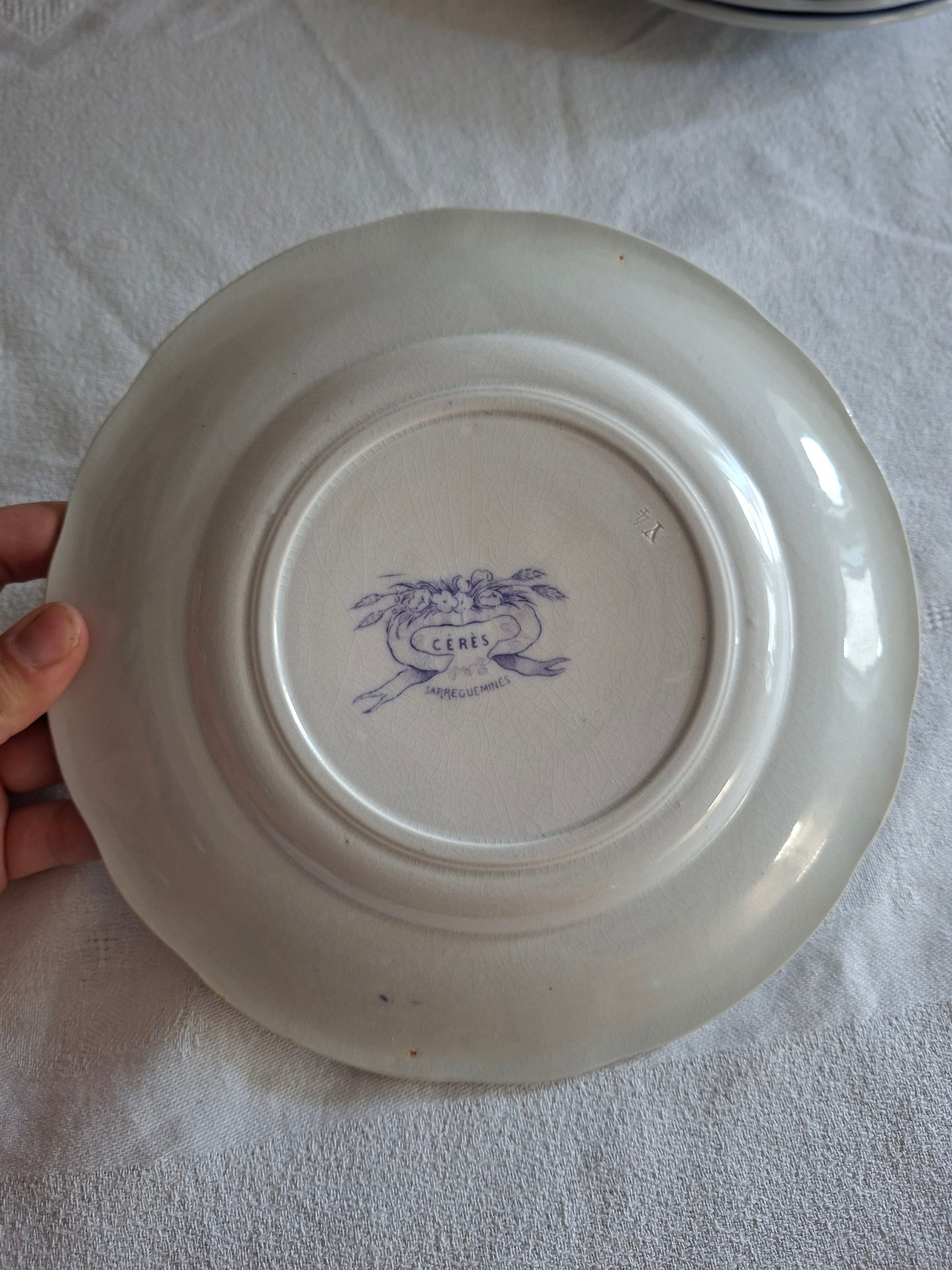 Lot de 8 assiettes à dessert en faïence de Sarreguemines – Modèle Cérès