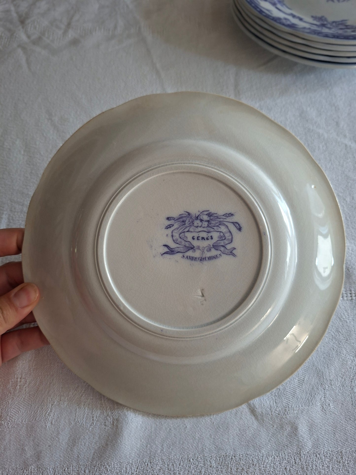 Lot de 8 assiettes à dessert en faïence de Sarreguemines – Modèle Cérès