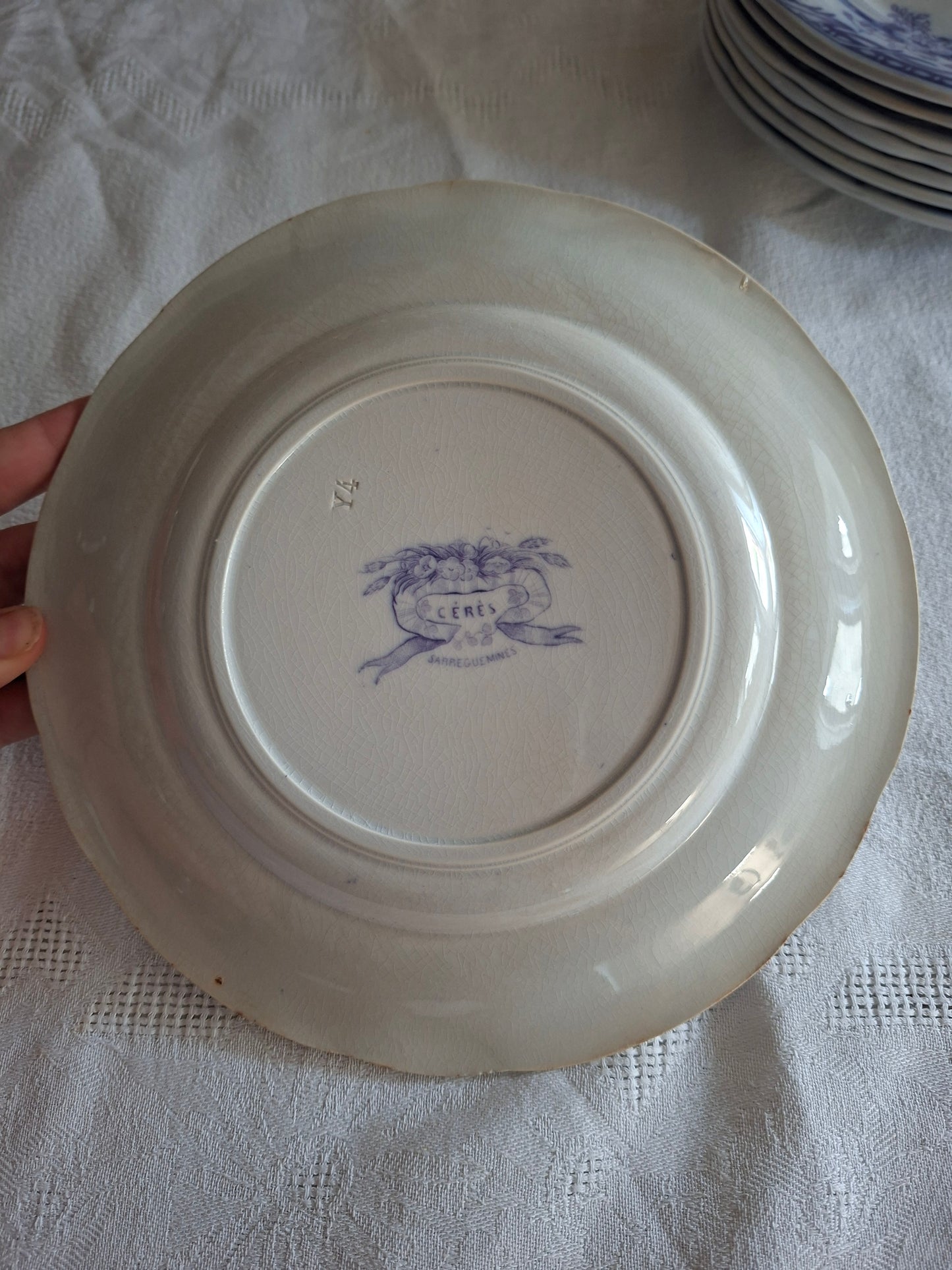 Lot de 8 assiettes à dessert en faïence de Sarreguemines – Modèle Cérès