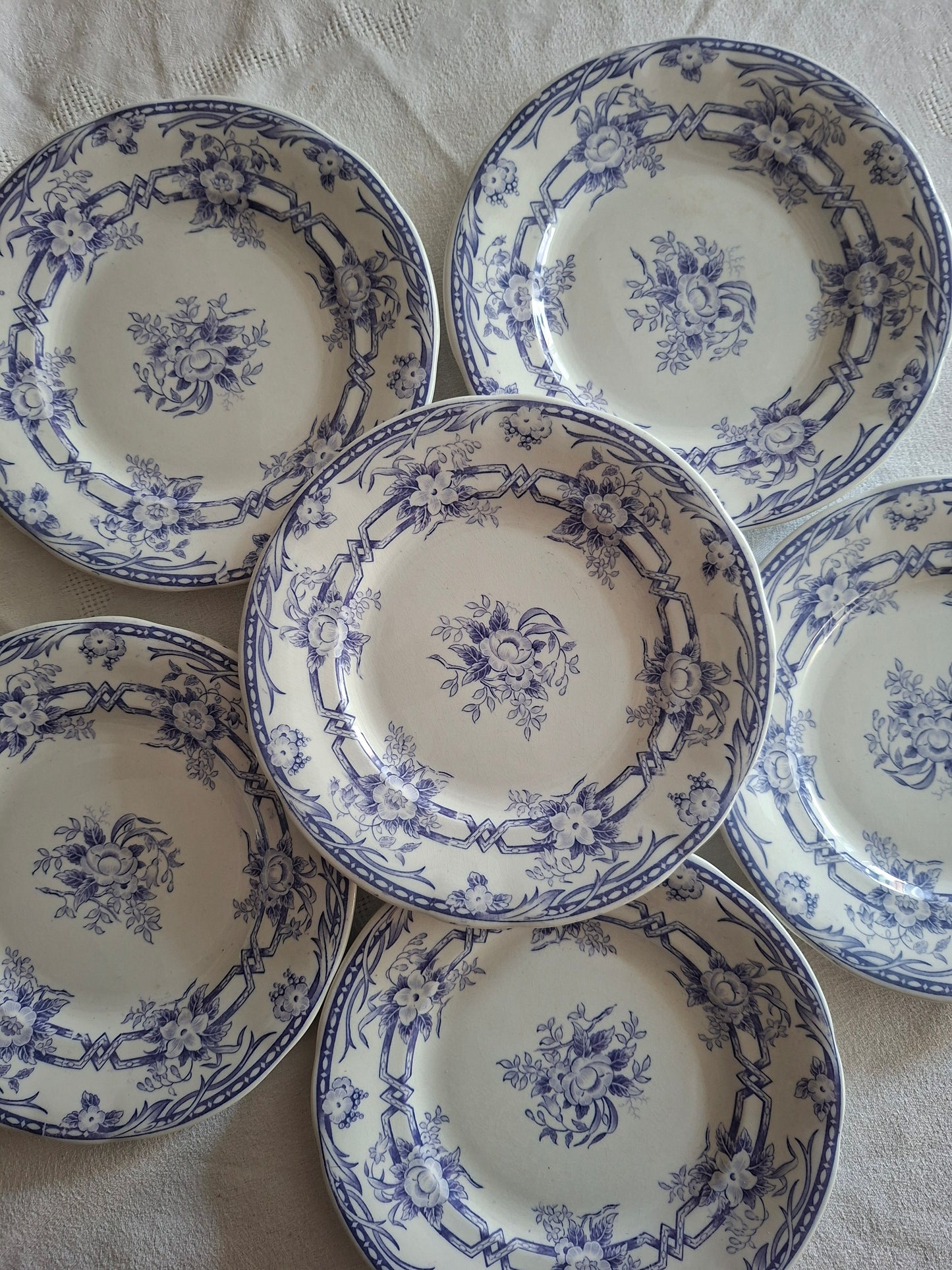 Lot de 6 assiettes à dessert n°3 en faïence de Sarreguemines – Modèle Cérès
