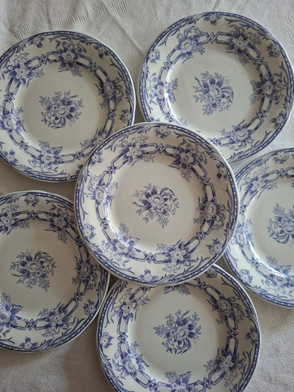 Lot de 6 assiettes à dessert n°3 en faïence de Sarreguemines – Modèle Cérès