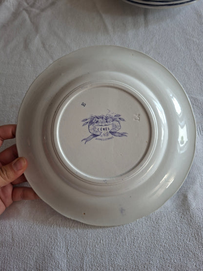 Lot de 6 assiettes à dessert n°3 en faïence de Sarreguemines – Modèle Cérès