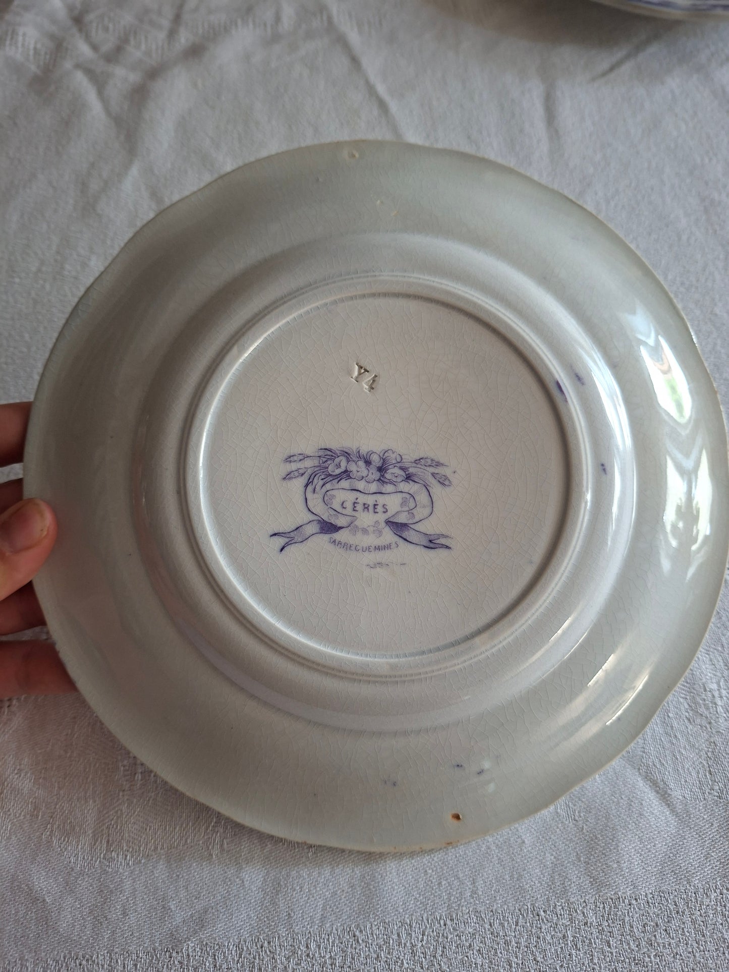 Lot de 4 assiettes à dessert en faïence de Sarreguemines – Modèle Cérès