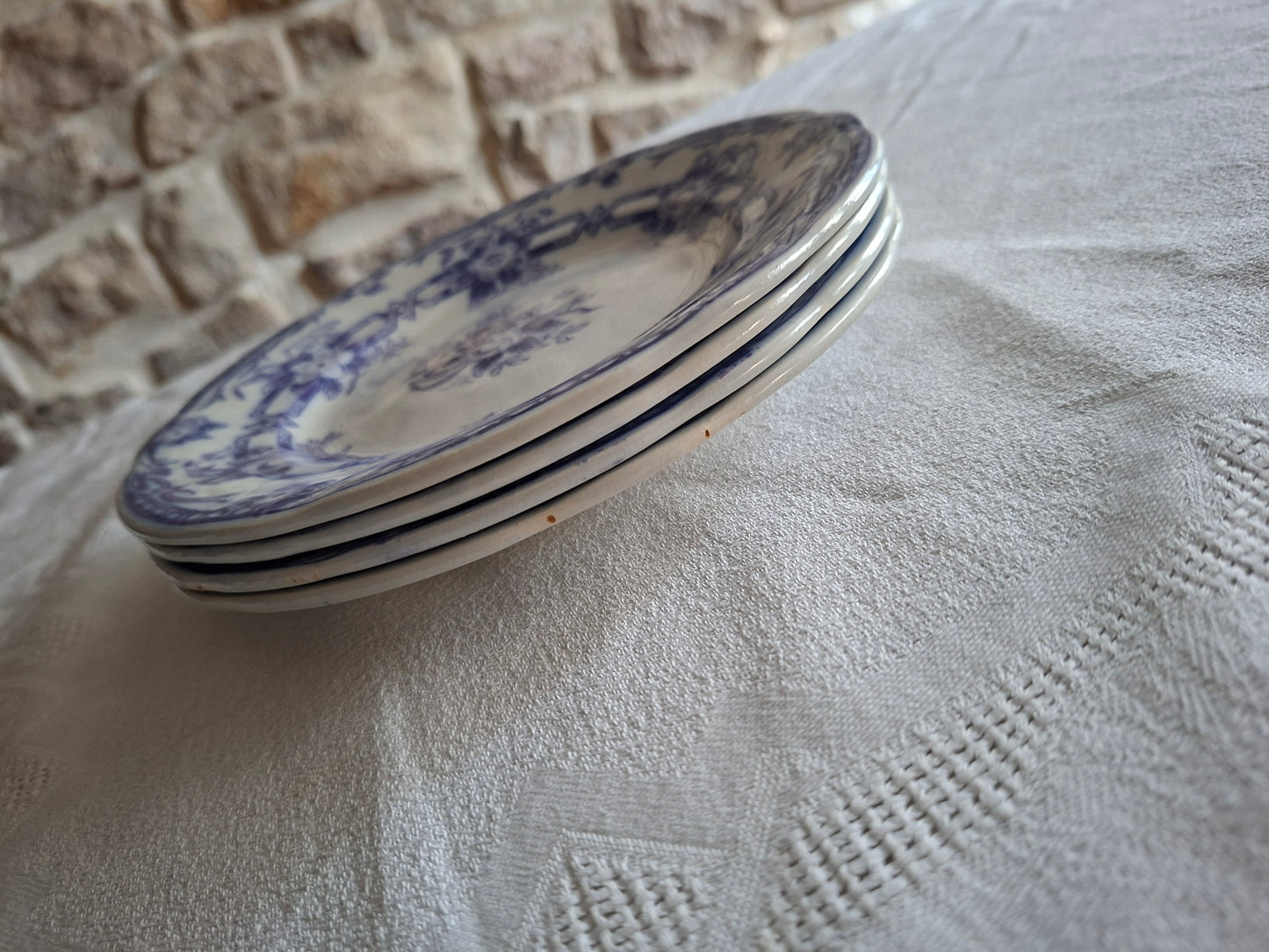 Lot de 4 assiettes à dessert en faïence de Sarreguemines – Modèle Cérès