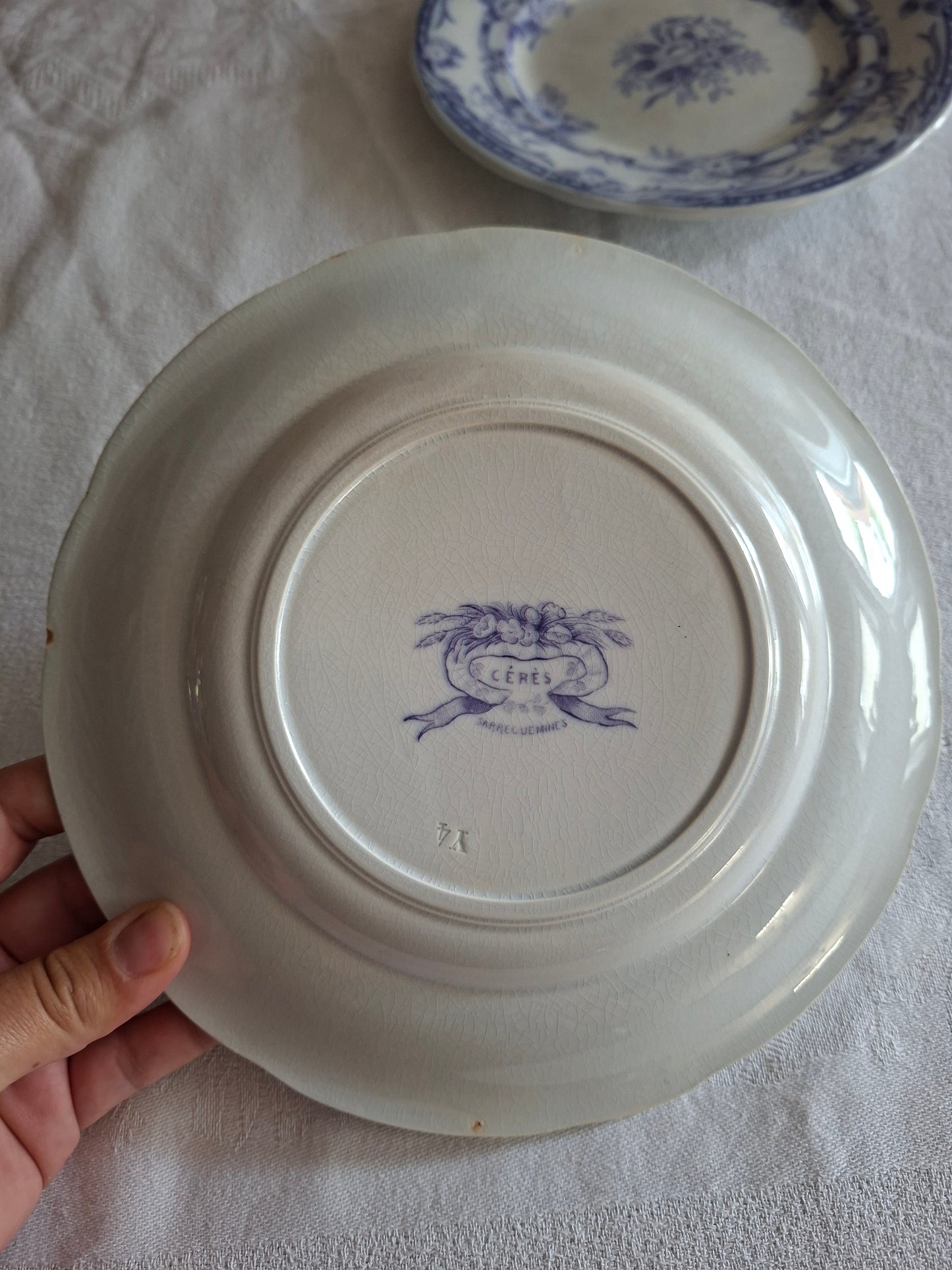 Lot de 4 assiettes à dessert n°2 en faïence de Sarreguemines – Modèle Cérès