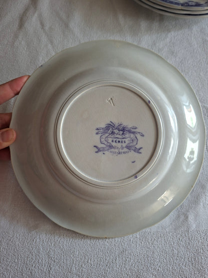Lot de 4 assiettes à dessert n°2 en faïence de Sarreguemines – Modèle Cérès