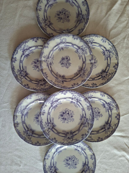 Lot de 8 petites assiettes à dessert en faïence de Sarreguemines – Modèle Cérès