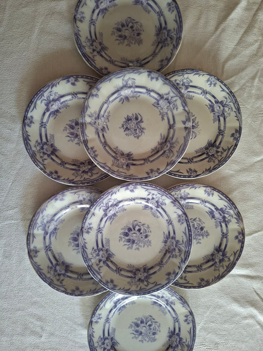 Lot de 8 petites assiettes à dessert en faïence de Sarreguemines – Modèle Cérès