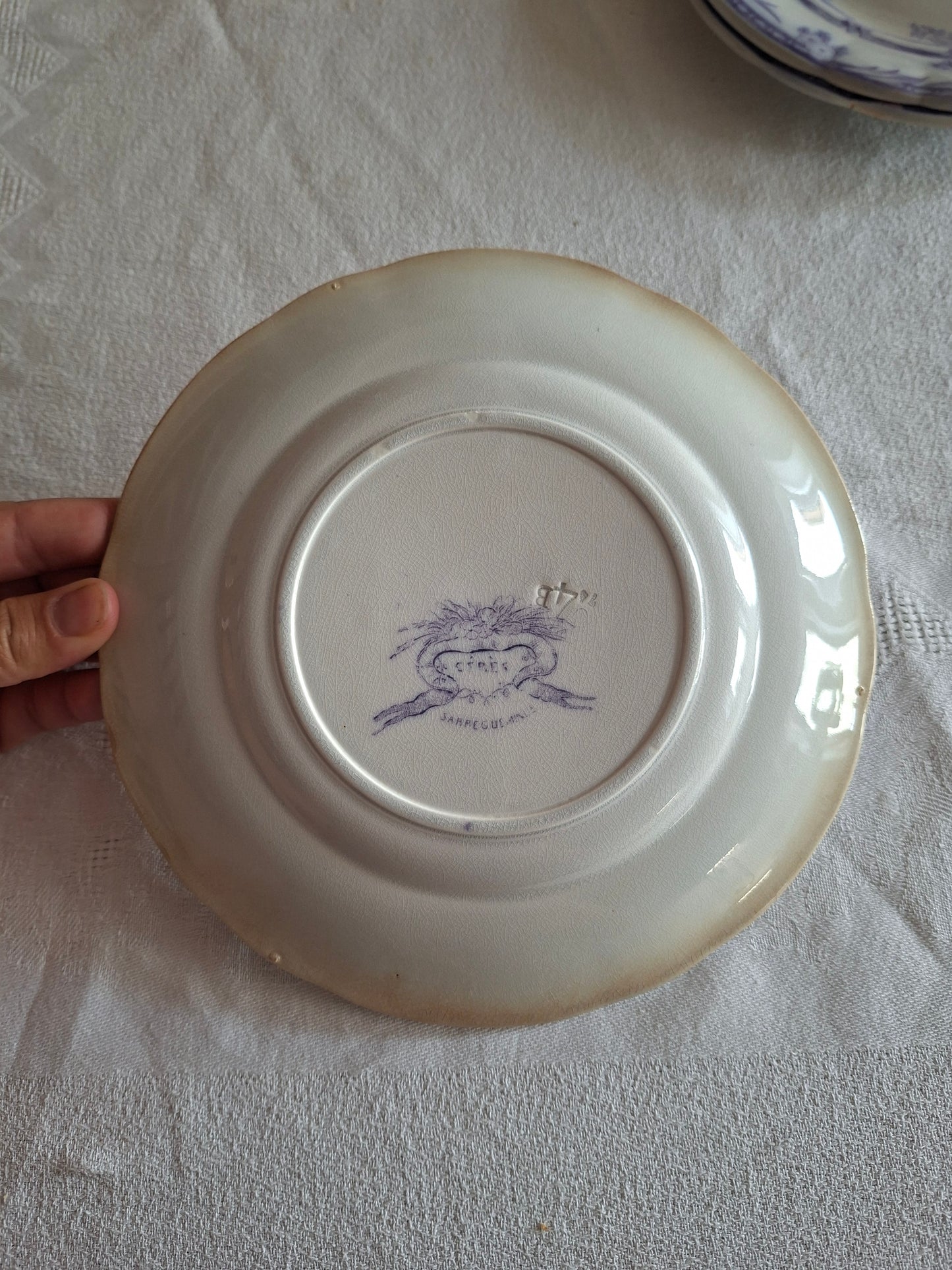 Lot de 8 petites assiettes à dessert en faïence de Sarreguemines – Modèle Cérès