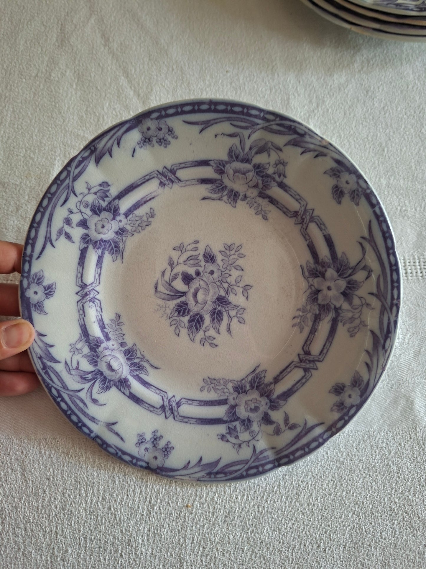 Lot de 8 petites assiettes à dessert en faïence de Sarreguemines – Modèle Cérès