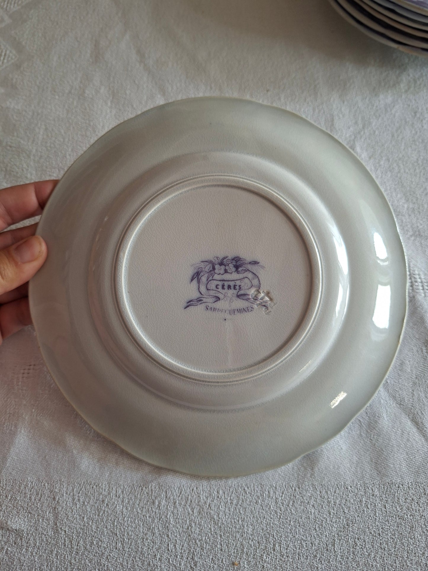 Lot de 8 petites assiettes à dessert en faïence de Sarreguemines – Modèle Cérès