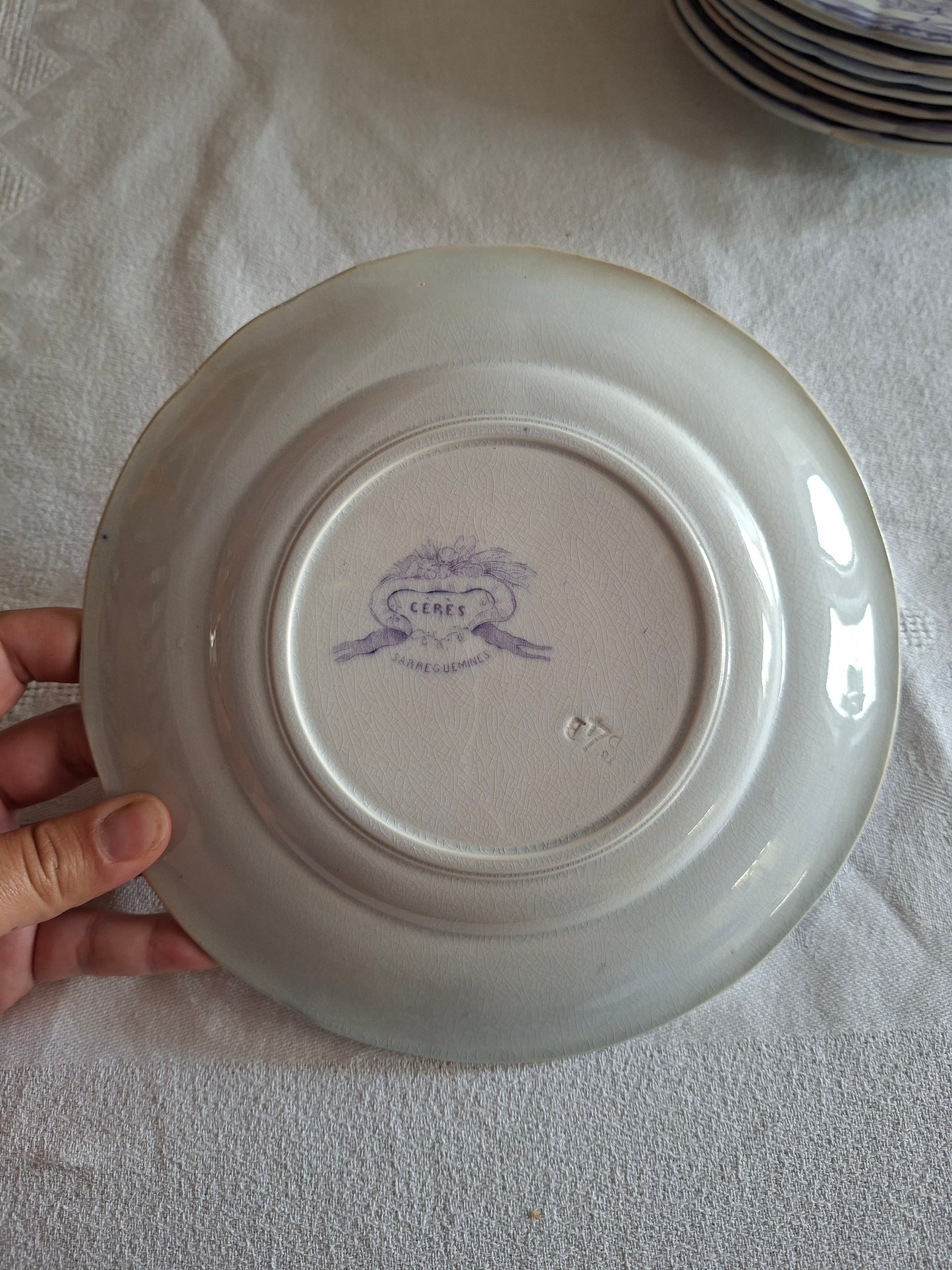 Lot de 8 petites assiettes à dessert en faïence de Sarreguemines – Modèle Cérès