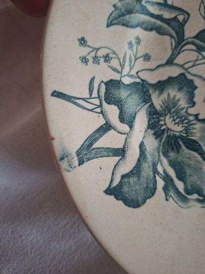 Deux Assiette ancienne Rose de Noël en Terre de Fer