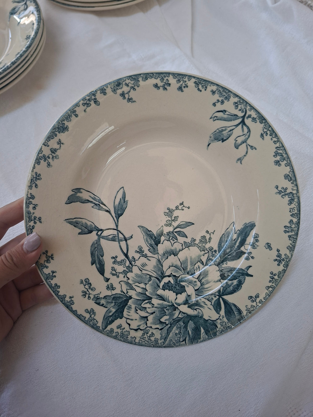 Lot de 6 assiettes creuses Gien, modèle « Milan »