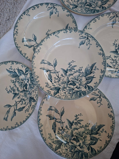 6 assiettes plates (1) Gien modèle « Milan » en terre de fer