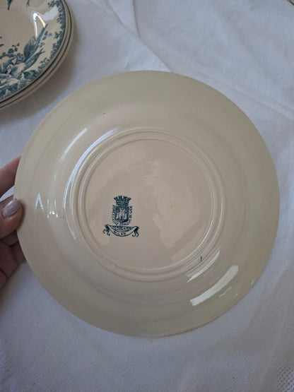 6 assiettes plates (1) Gien modèle « Milan » en terre de fer