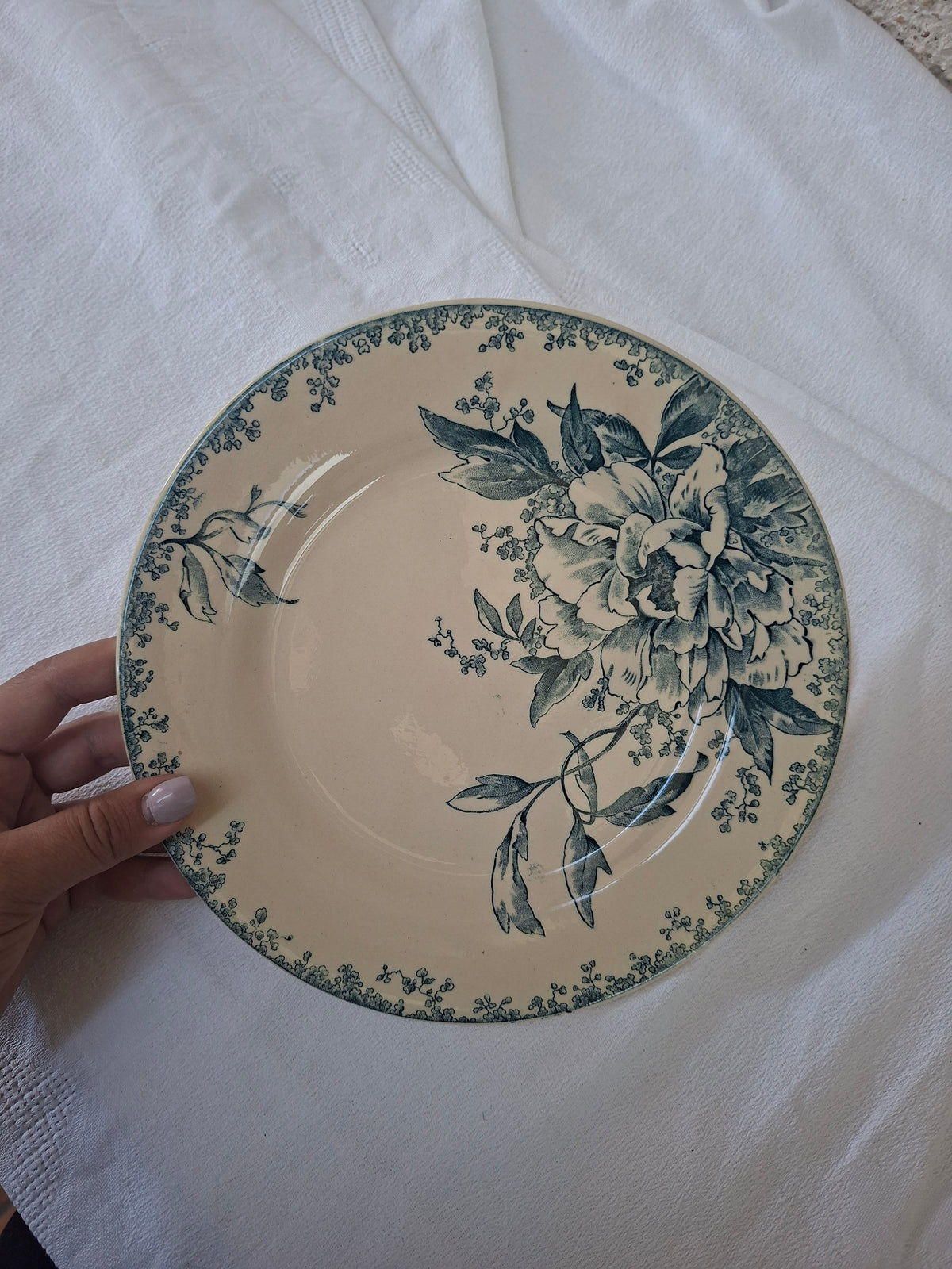 6 assiettes plates (2) Gien modèle « Milan » en terre de fer