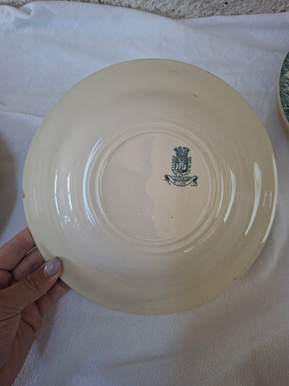 4 assiettes creuses Gien modèle « Milan » en terre de fer,