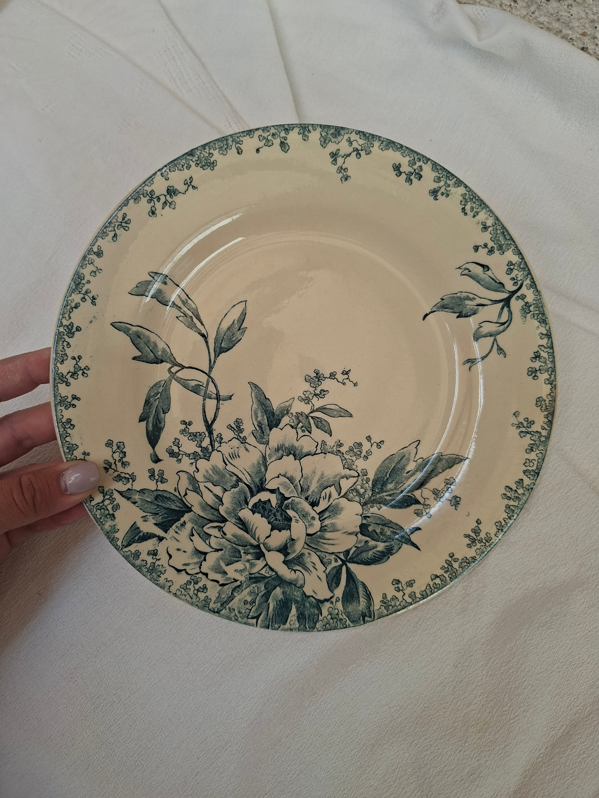 6 assiettes plates  (4) Gien modèle « Milan » en terre de fer