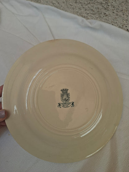 6 assiettes plates  (4) Gien modèle « Milan » en terre de fer