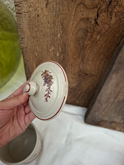 Ancien service de pots à épices – farine, sucre, sel, poivre, café & thé – charme vintage