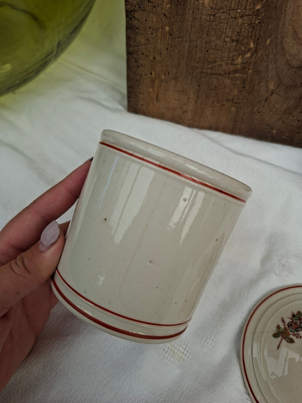 Ancien service de pots à épices – farine, sucre, sel, poivre, café & thé – charme vintage