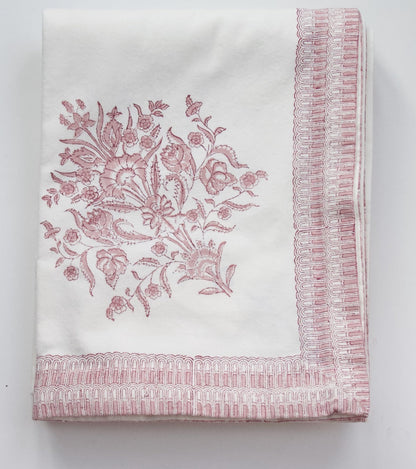 Nappe rectangulaire imprimé à fleurs rose