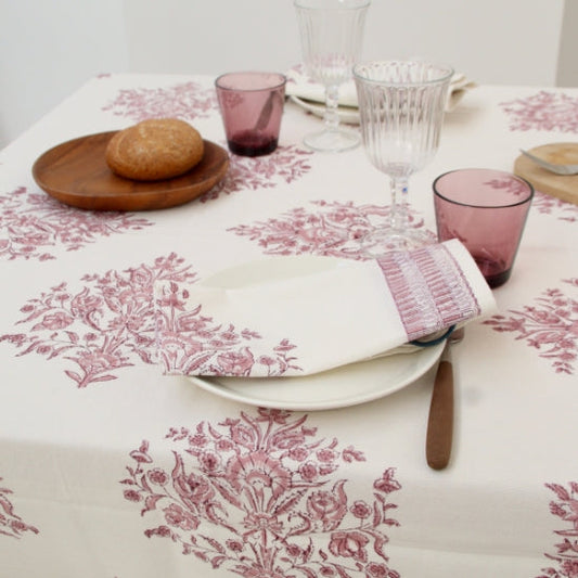 Nappe rectangulaire imprimé à fleurs rose