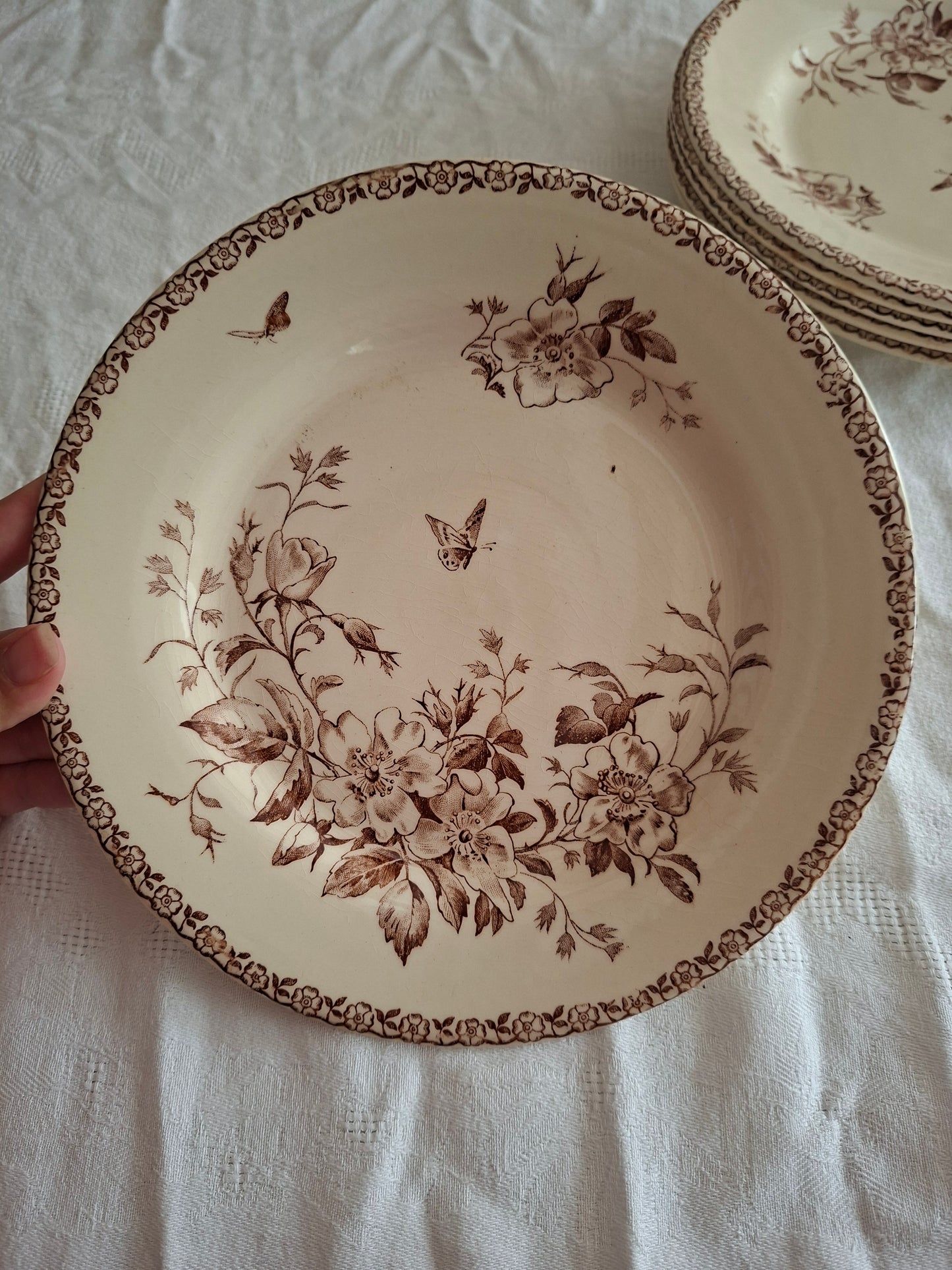 Lot de 8 assiettes plates de la Manufacture de Gien – Modèle Mai (1)