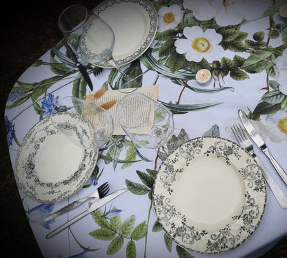 Mantel de lino – Jardín Azul